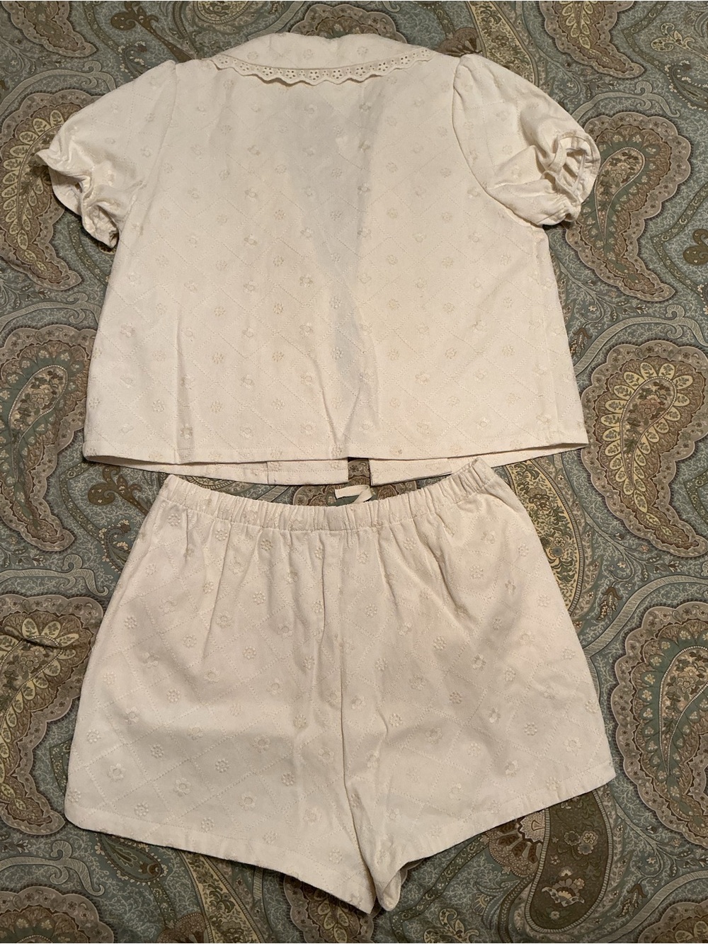 Caroline Constas XS Eyelet Denim Set Matching Shorts & Tie Front Top NWT - Picture 6 of 15